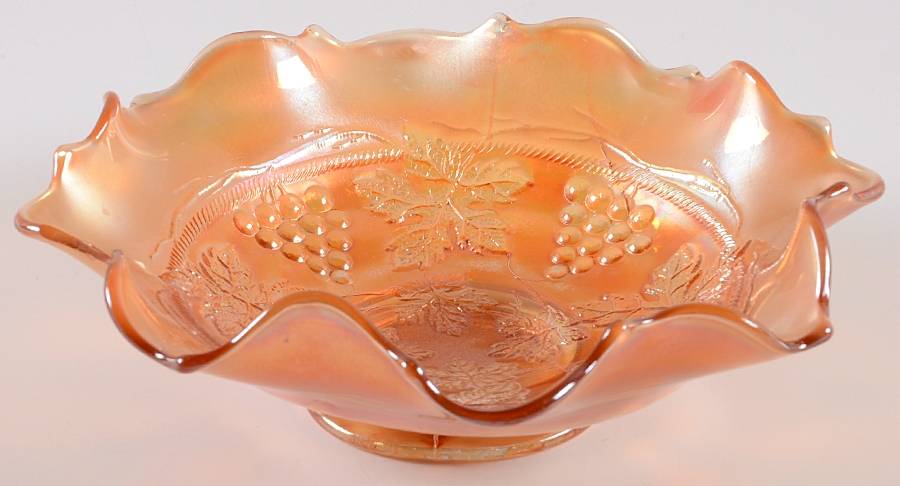 Grape and Cable Marigold 7" Round Crimped Bowl by Fenton-1