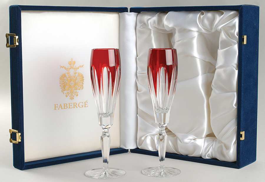 Lausanne (Set of 2) Red Fluted Champagne by Faberge-1