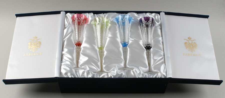 Palais Royal Fluted Champagne - Set of 4 Colors (Sky Blue, Amethyst, ,Lt Green & Pink) by Faberge-1