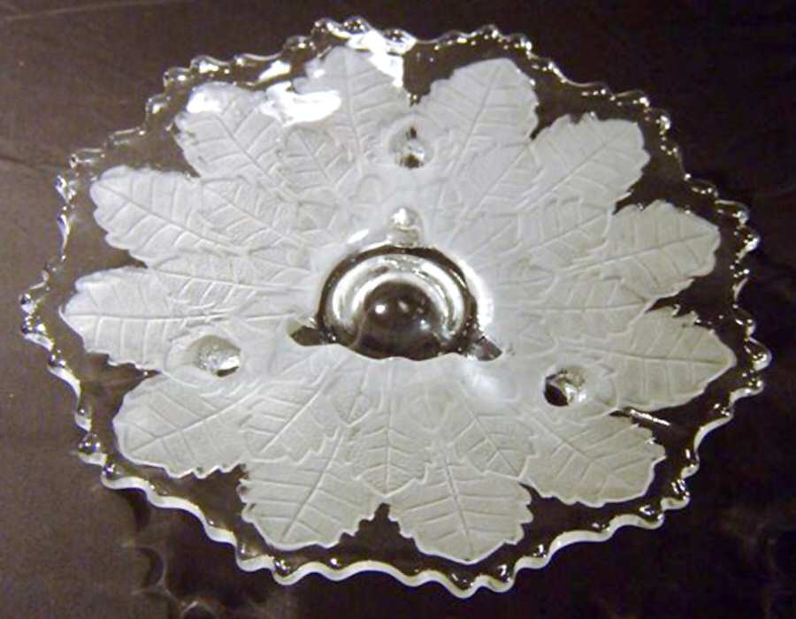 Leaf Tiers (Frosted) Footed Cake Plate by Fenton-1