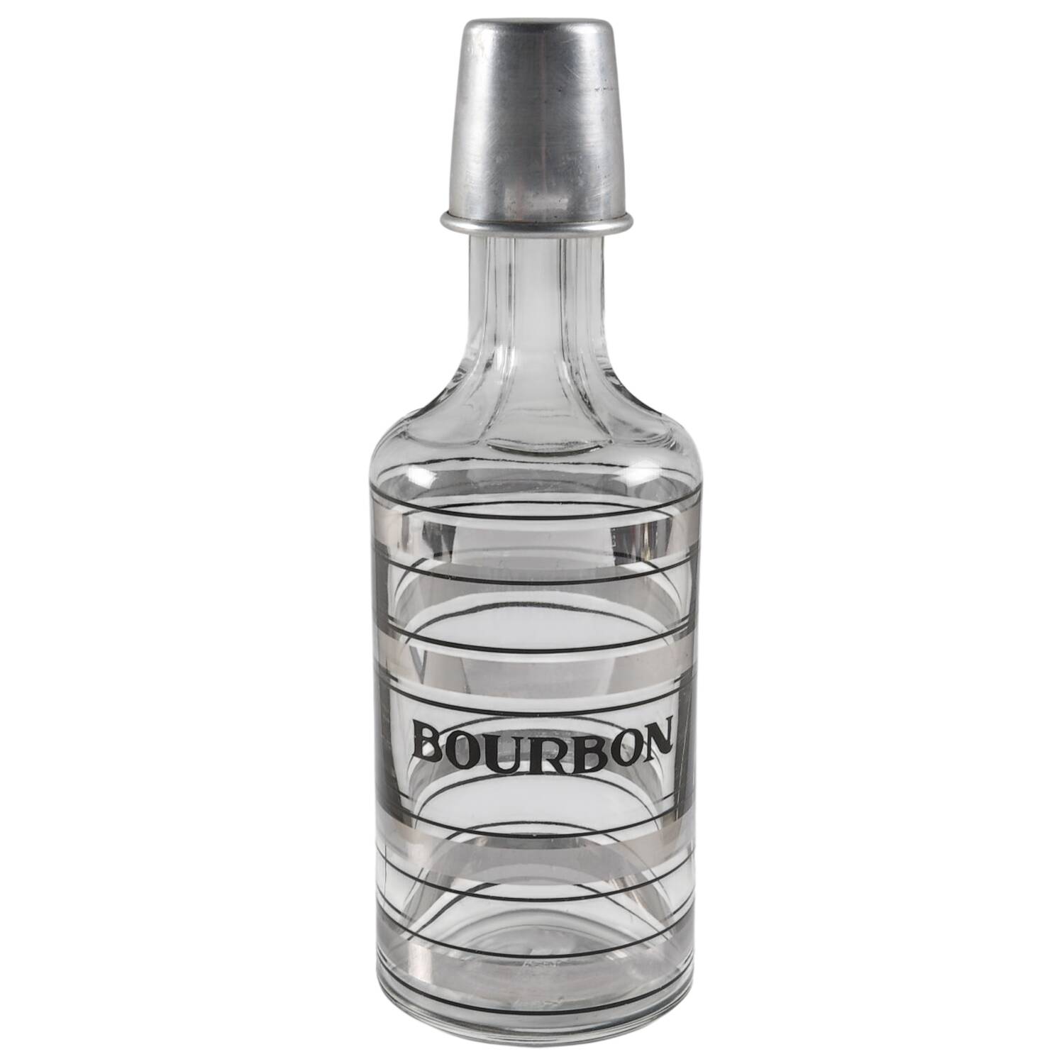Radio Bar (Platinum Bands) Bourbon Decanter & Stopper by Federal Glass -1