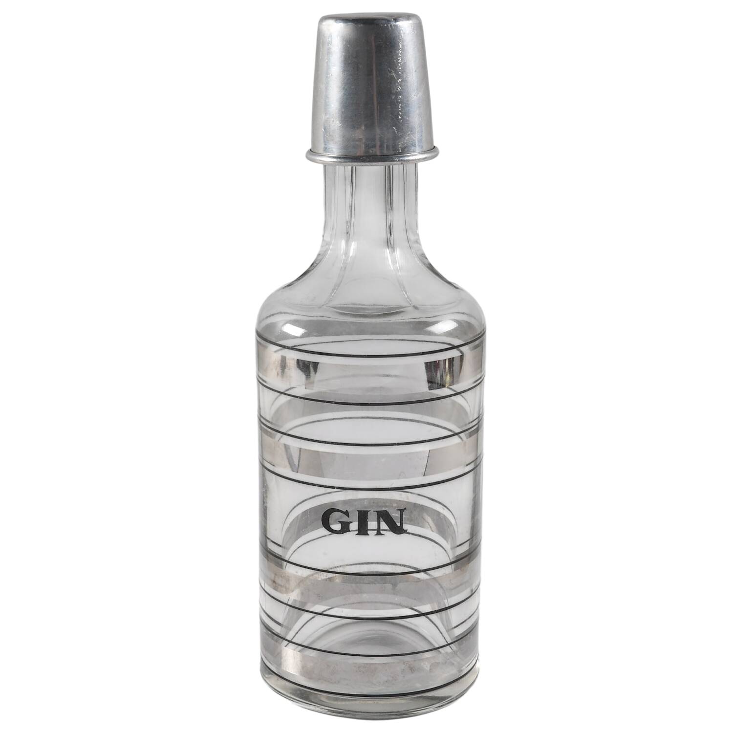 Radio Bar (Platinum Bands) Gin Decanter & Stopper by Federal Glass -1