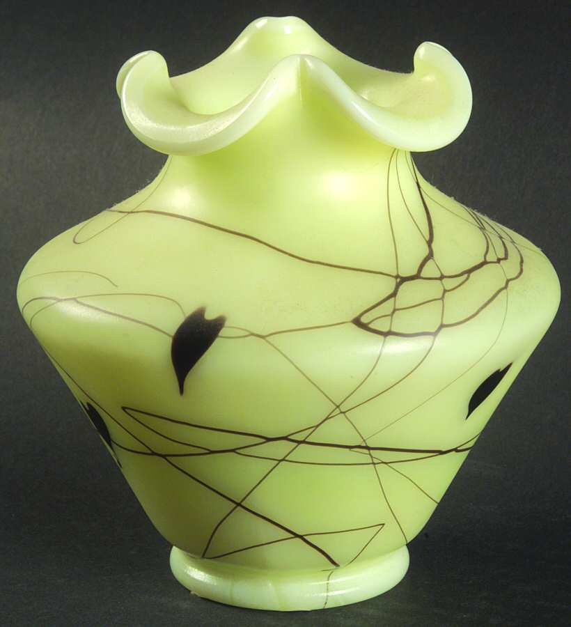 Hanging Heart Custard 5" Tri Top Vase by Fenton-1