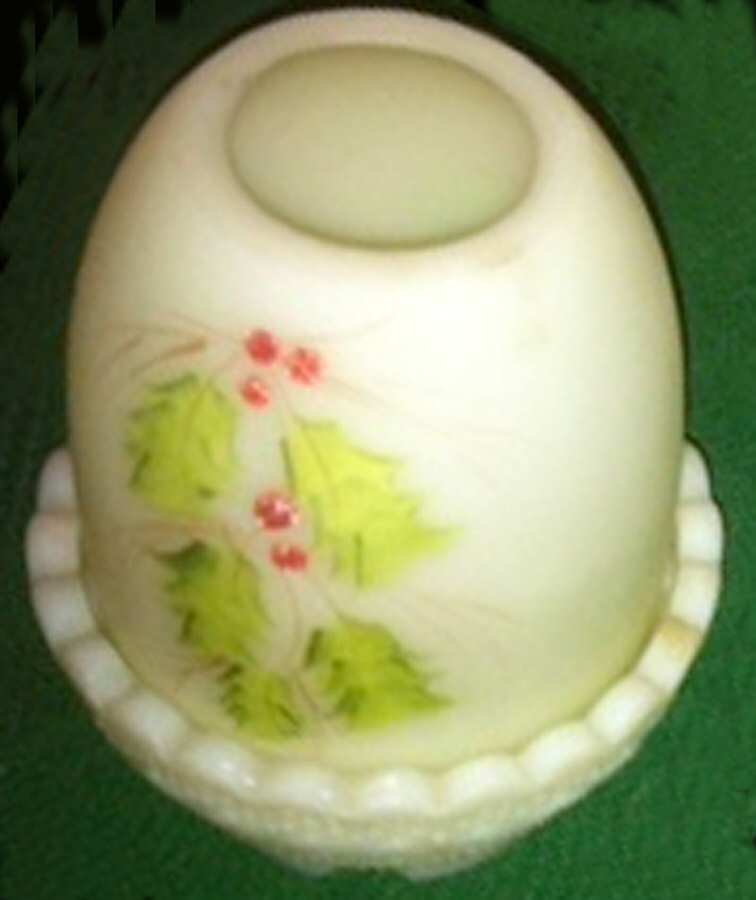 Holly on Custard (2 Piece) Fairy Lamp by Fenton-1