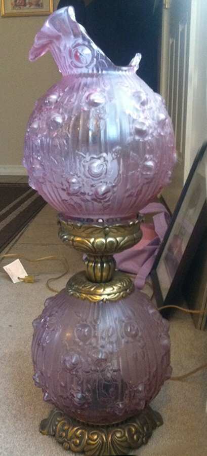 Rose Dusty Rose Gone with the Wind Electric Lamp by Fenton-1