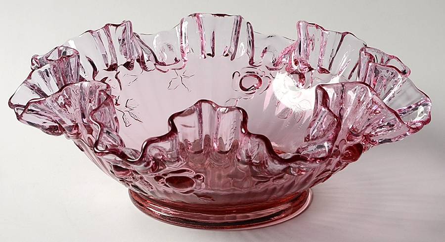 Rose Dusty Rose 9" Round Crimped Bowl by Fenton-1