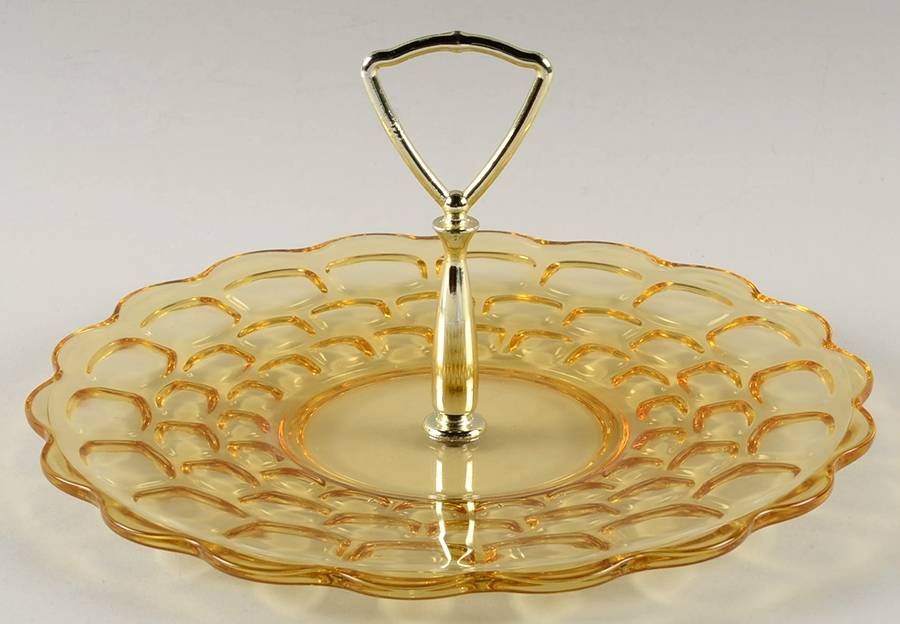 Yorktown Gold (Colonial) Center Handle Tray by Federal Glass -1