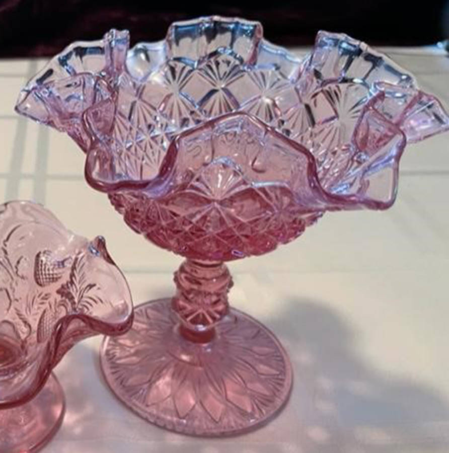 Dusty Rose Footed Compote by Fenton-1