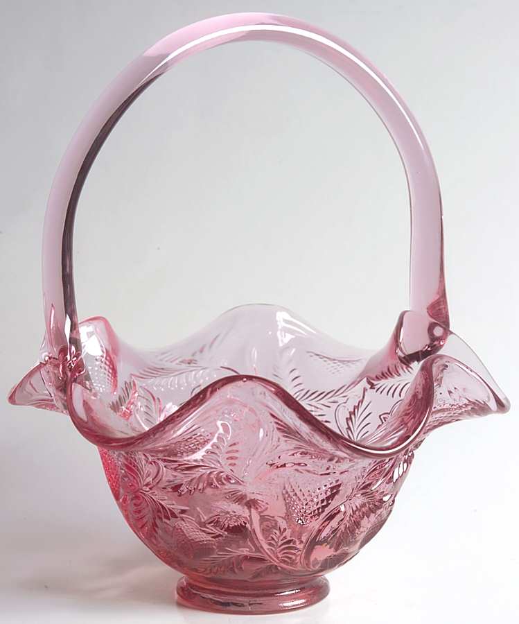 Dusty Rose #9433 Strawberry 8" Basket by Fenton-1