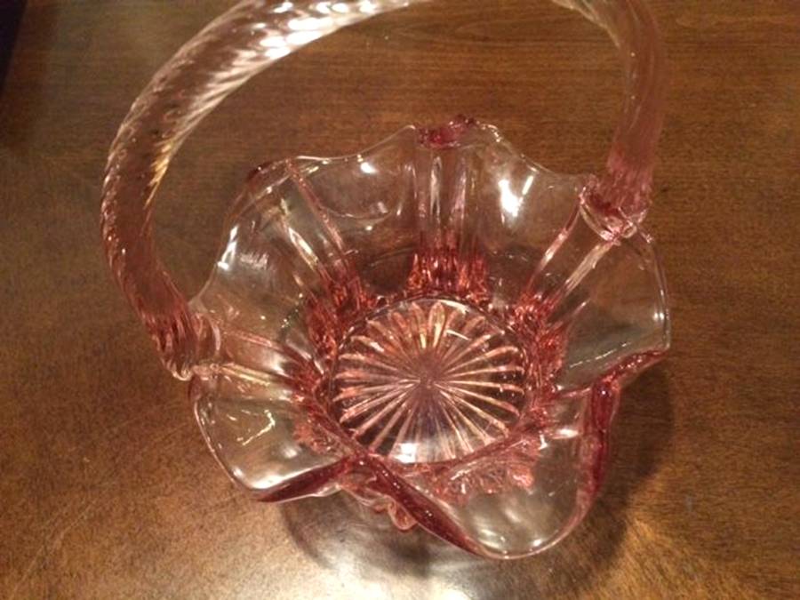 Dusty Rose #9544 Vulcan 8" Basket by Fenton-1