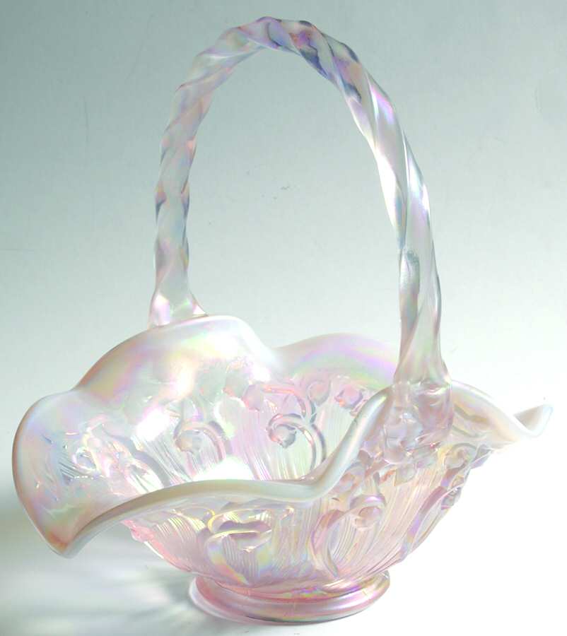 Champagne Opalescent #6835 Lily of the Valley 8" Basket by Fenton-1