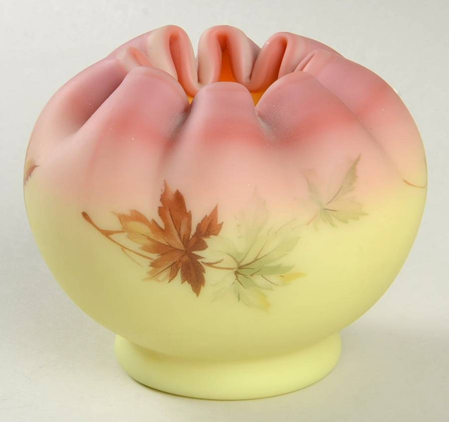 Autumn Leaves Burmese 3" Rose Bowl by Fenton-1