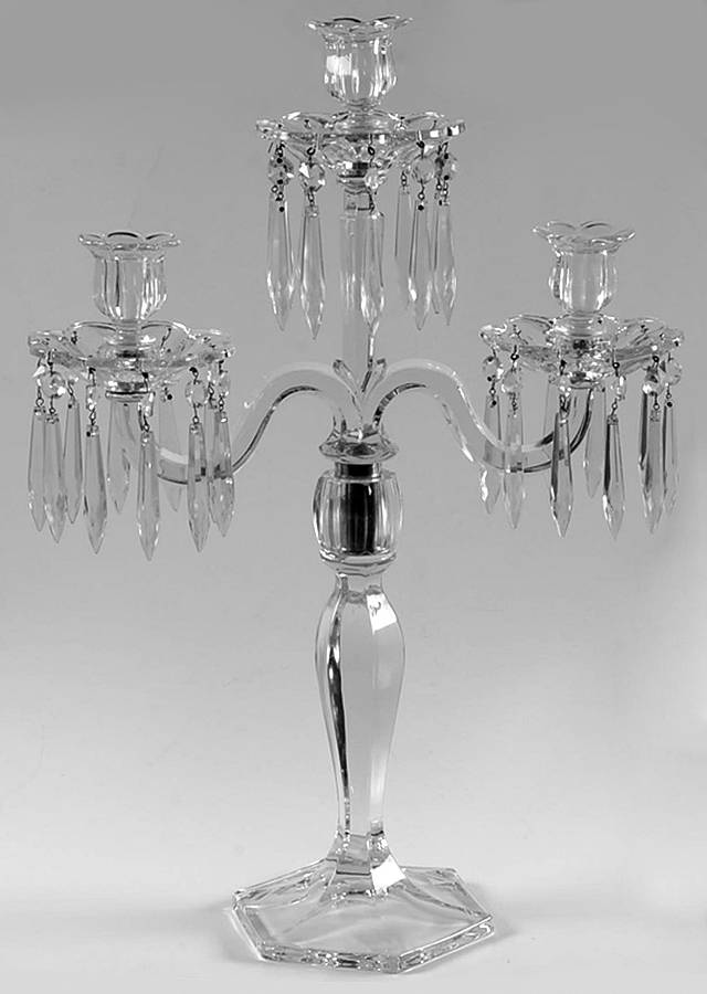 Candelabras 3 Light Candelabra w/3 Bobeche & 30 Prisms by Fostoria-1
