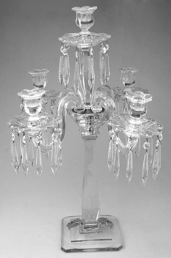 Candelabras 5 Light Candelabra w/5 Bobeche & 50 Prisms by Fostoria-1