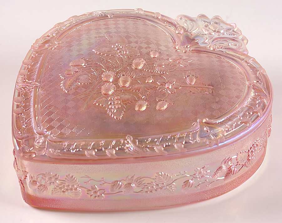 Dusty Rose (Carnival) Large Heart Box with Lid by Fenton-1