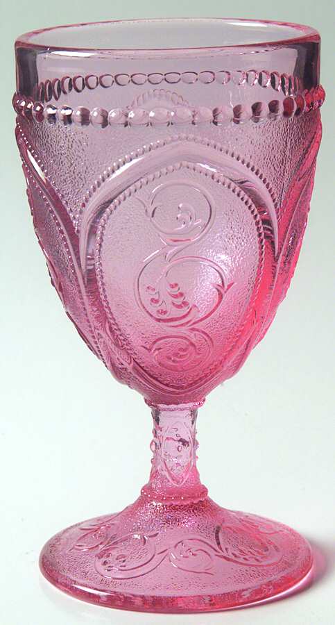 Stippled Scroll Pink Water Goblet by Fenton-1