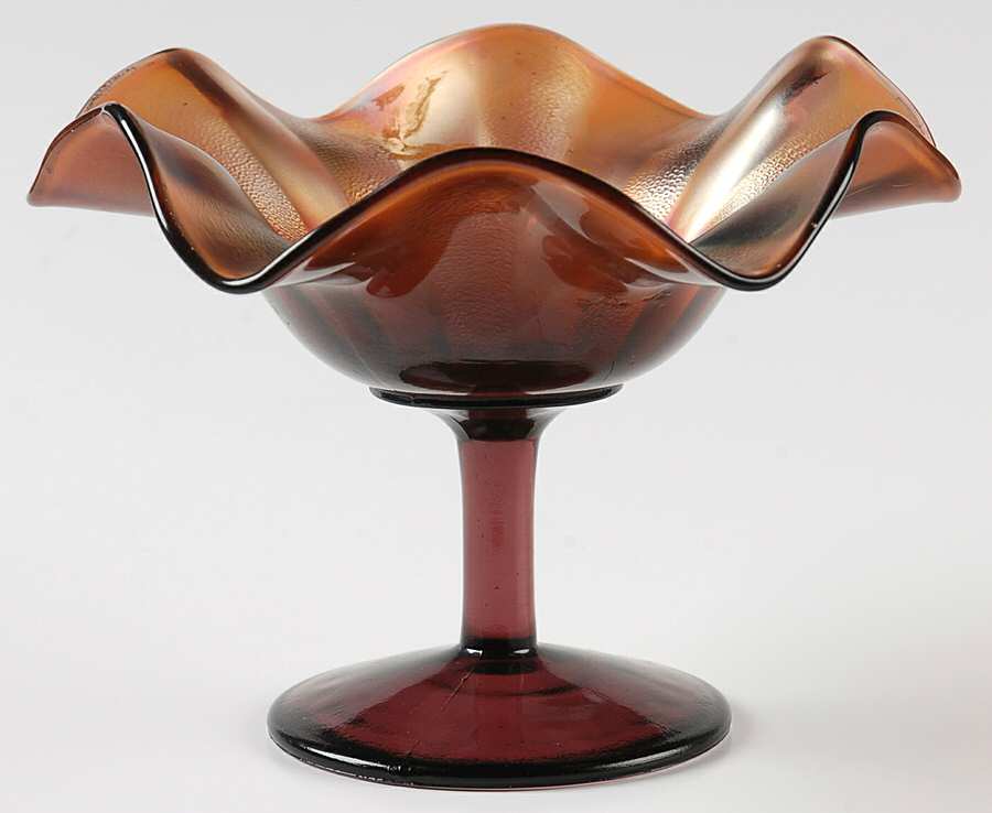 Stippled Rays Amethyst (Carnival, Older) Round Compote (Height X Width) by Fenton-1