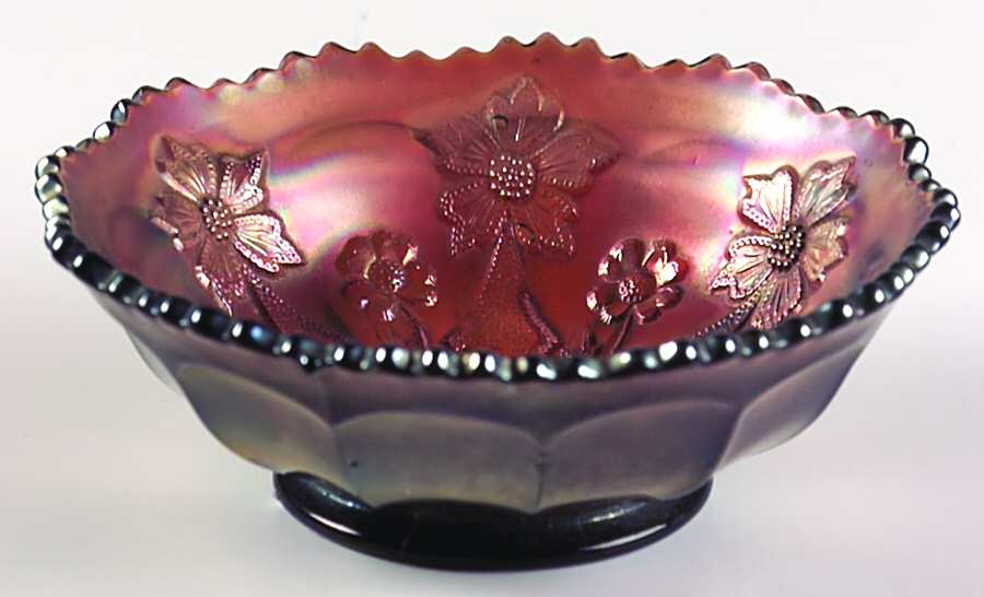 Little Flowers Violet Small Crimped Bowl by Fenton-1