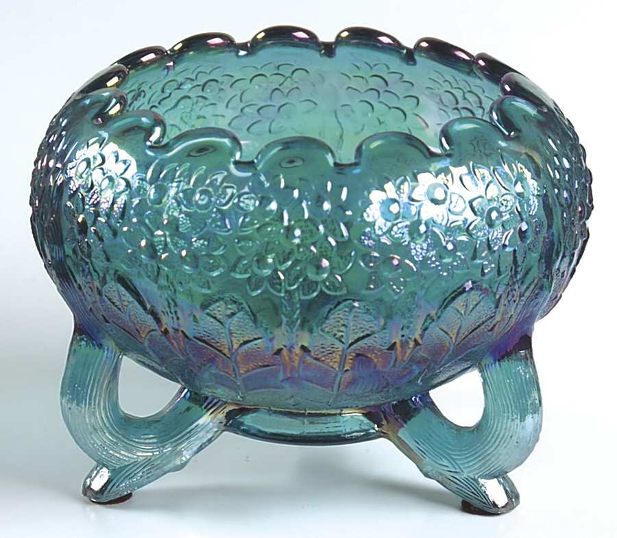 Teal Marigold Three Toed Cupped Bowl by Fenton-1