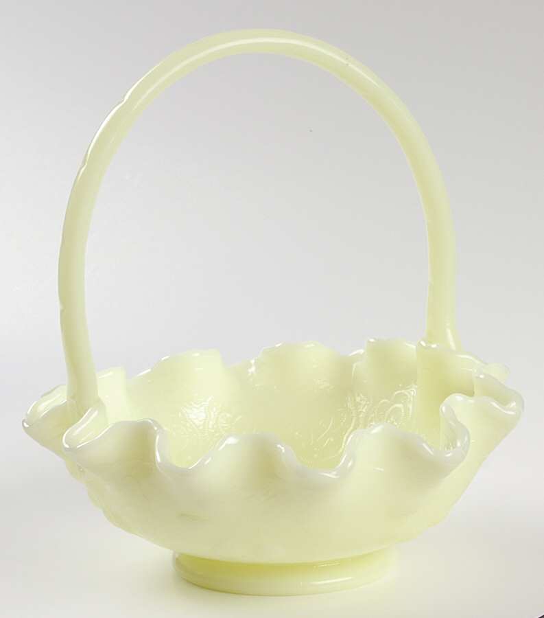 Custard Glossy #8238 Persian Medallion 8" Basket by Fenton-1