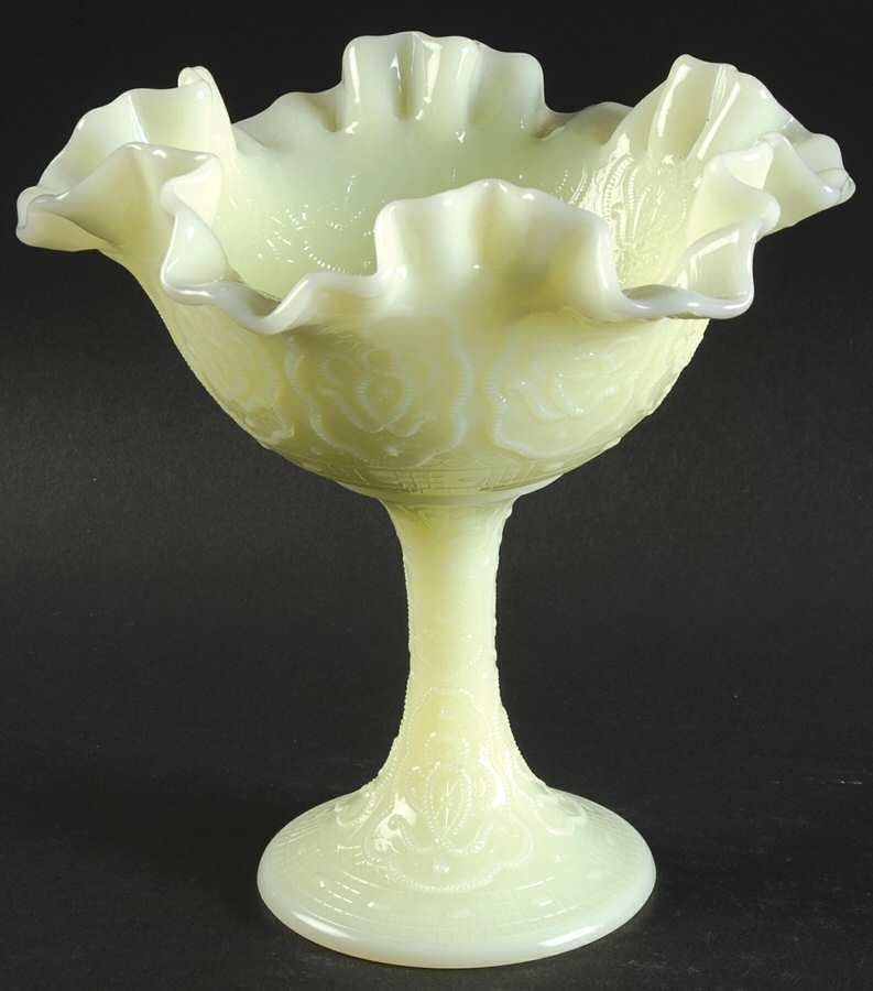 Custard Glossy Round Compote (Height X Width) by Fenton-1