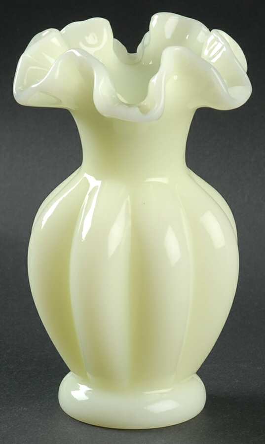 Custard Glossy 6" Flower Vase by Fenton-1