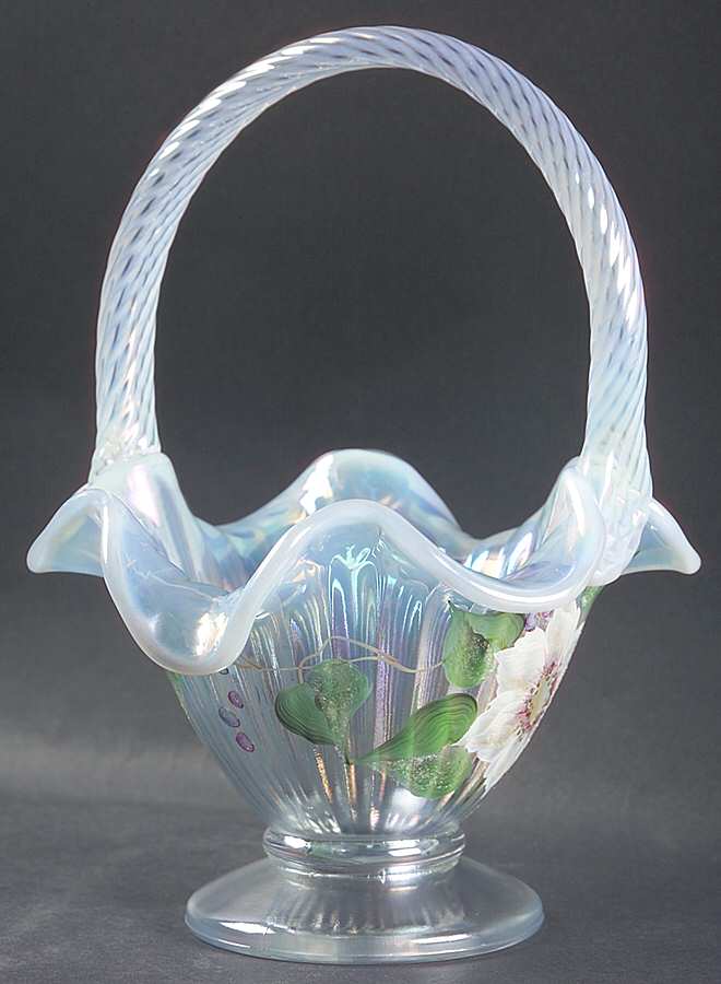 Royal Lenton Rose #5733 Fine Ribbed 9" Basket by Fenton-1