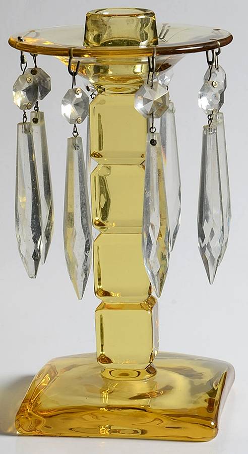 2453 Topaz 7" Candlestick W/Attached Bobeche & No Prisms by Fostoria-1