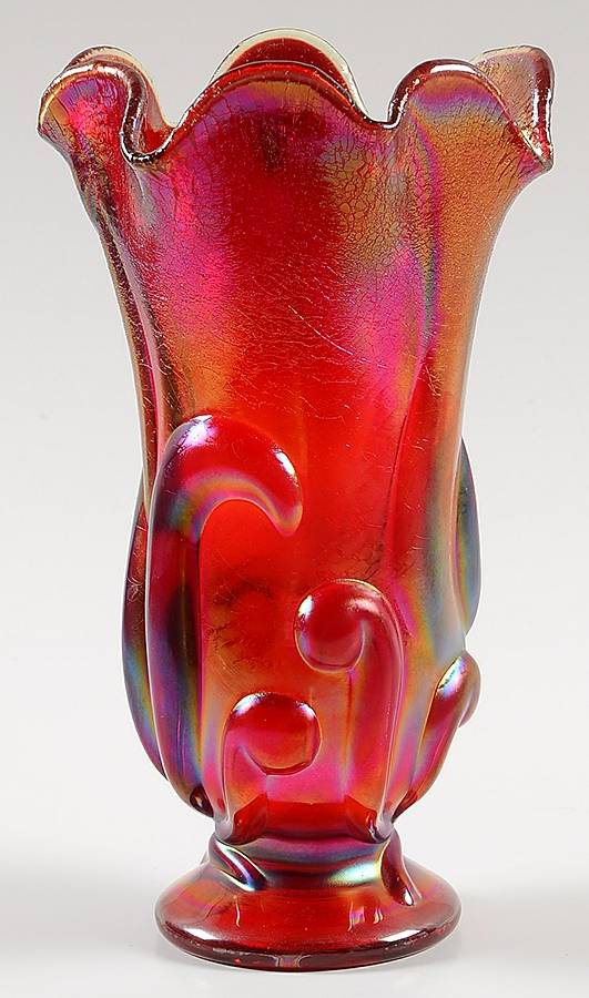 Ruby Amberina Stretch 8" Flower Vase by Fenton-1