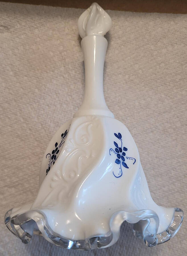 Elizabeth Silver Crest (Blue Floral) 6" Bell by Fenton-1
