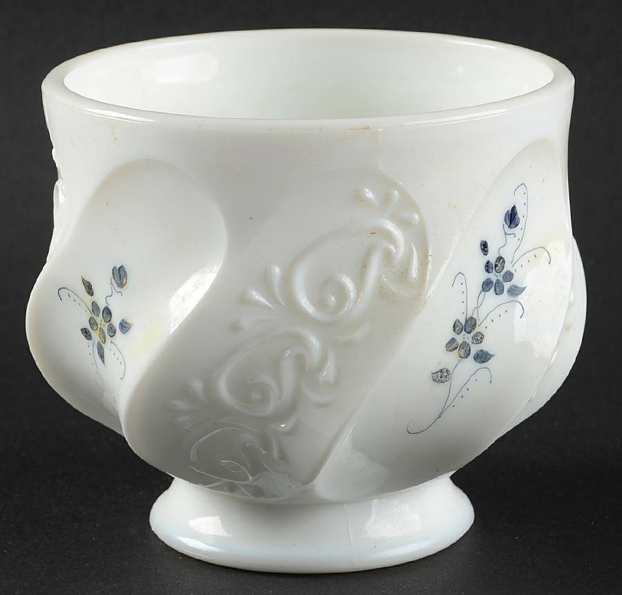 Elizabeth Silver Crest (Blue Floral) Candy Jar No Lid by Fenton-1