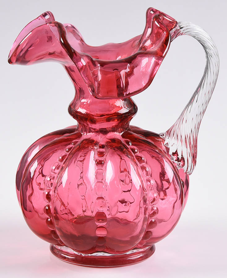 Country Cranberry 5" Handled Beaded Jug by Fenton-1