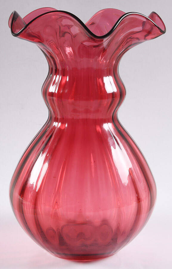 Country Cranberry 10" Crimped Vase by Fenton-1