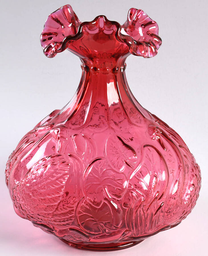 Country Cranberry 8" Crimped Vase by Fenton-1