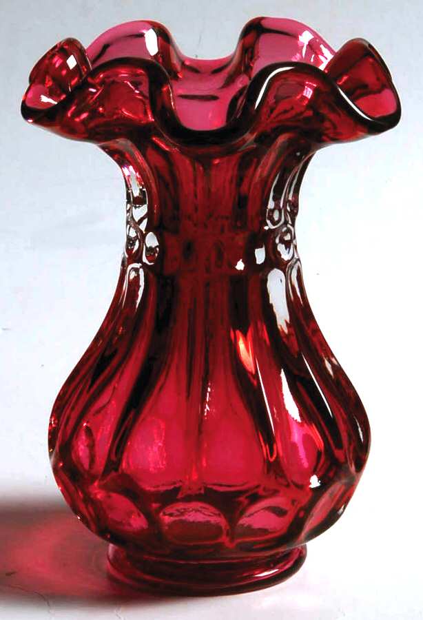 Country Cranberry 5" Crimped Vase by Fenton-1