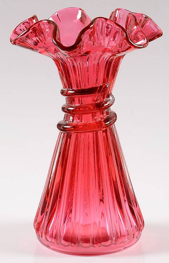 Country Cranberry 7" Crimped Vase by Fenton-1
