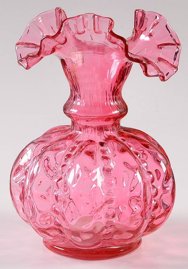 Country Cranberry 6" Double Crimped Vase by Fenton-1