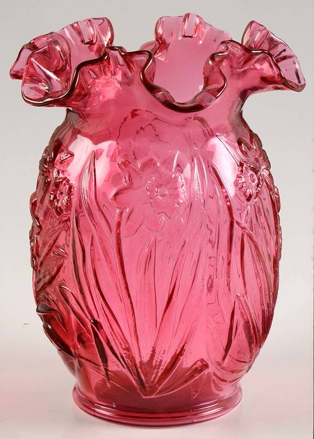 Country Cranberry 8" Flower Vase by Fenton-1