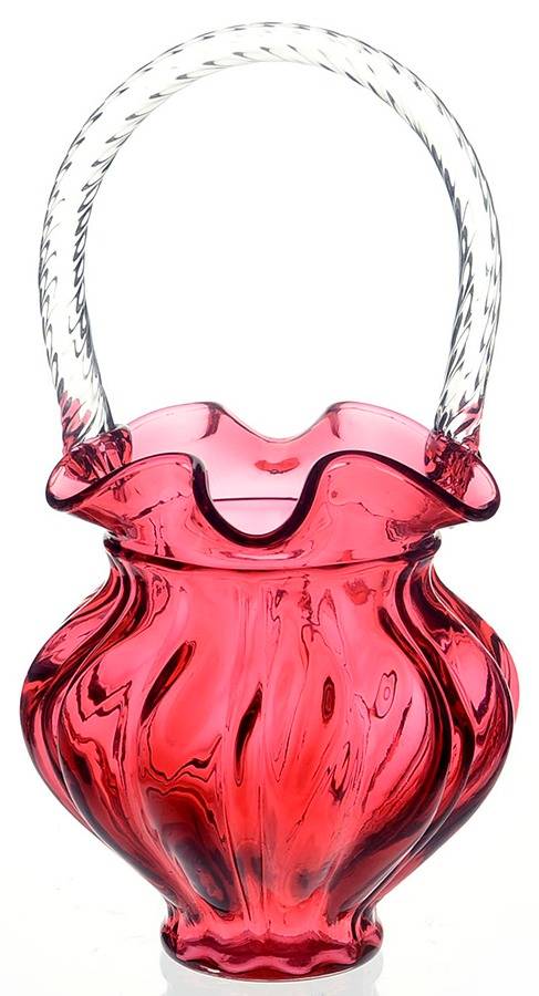 Country Cranberry #3132 Melon 9" Basket by Fenton-1