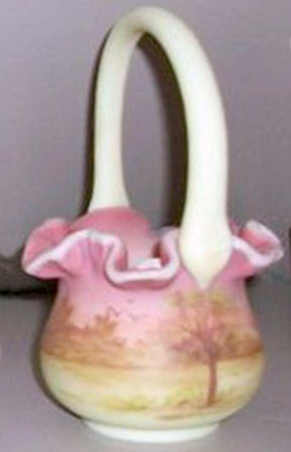 Trees Scene Burmese (Newer) #7732 6" Basket by Fenton-1