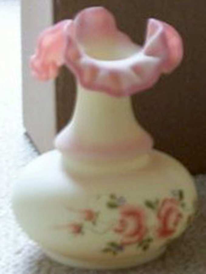 Rose Burmese (Qvc) Crimped Bud Vase by Fenton-1