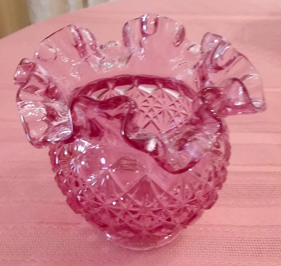 Petal Pink 4" Double Crimped Vase by Fenton-1