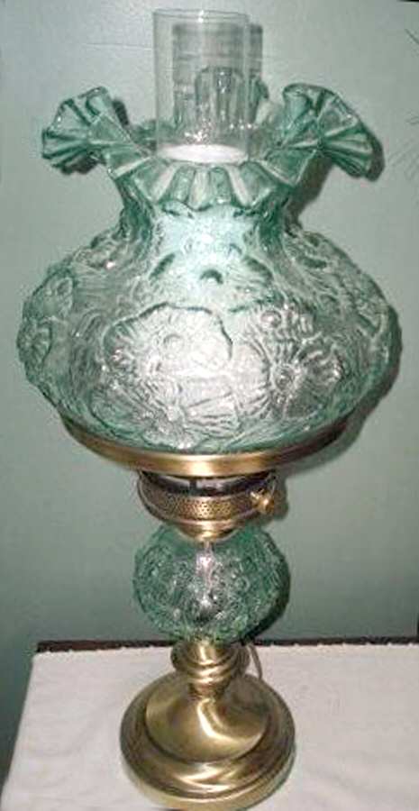 Poppy Sea Mist Green Student Lamp & Globe by Fenton-1