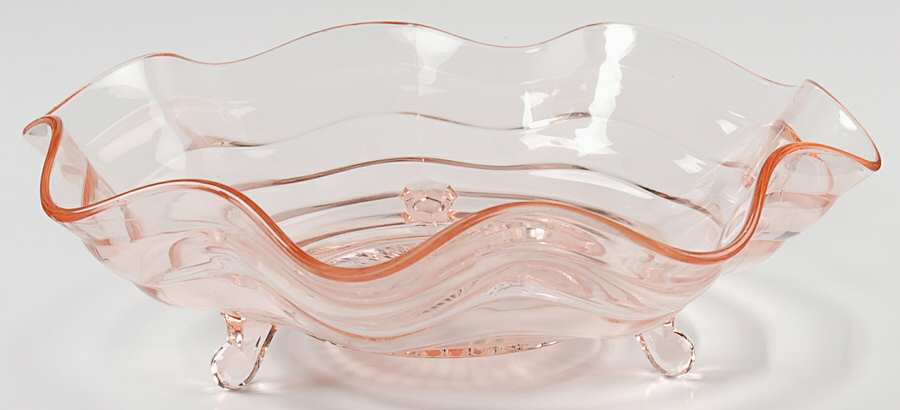 100 Pink 10" Round 3-Toed Crimped Bowl by Fenton-1