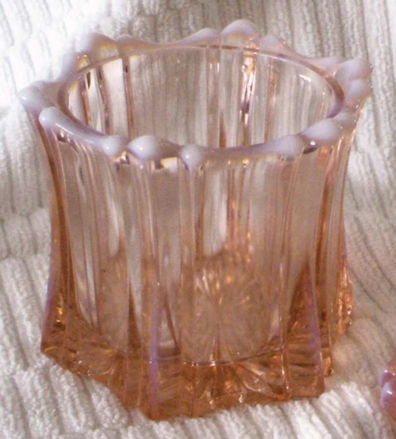 Peaches and Cream (Pink Opalescent) Candy Dish No Lid by Fenton-1
