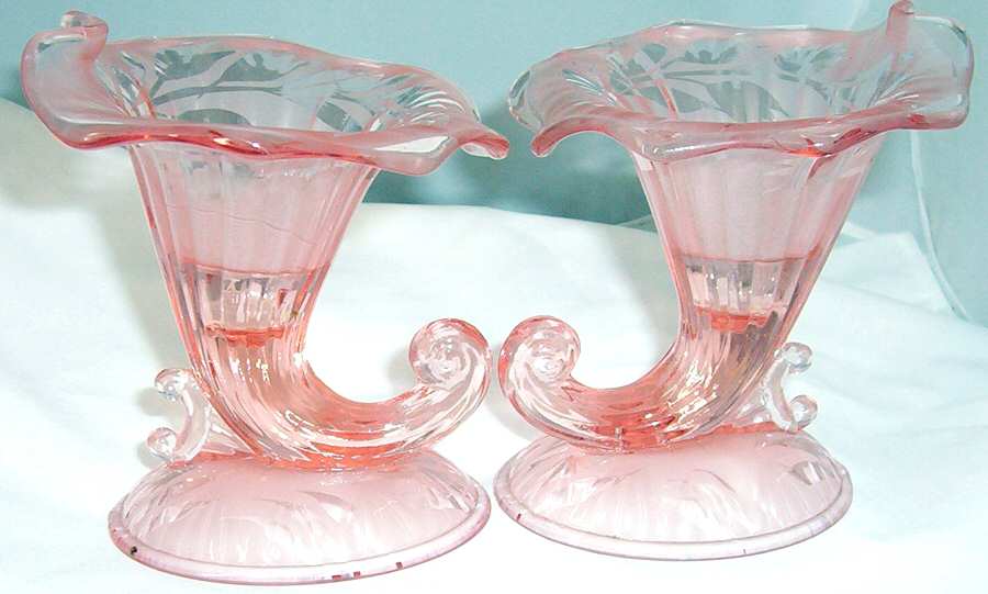 Silvertone Etch Pink (Rose) Single Light Candlestick by Fenton-1