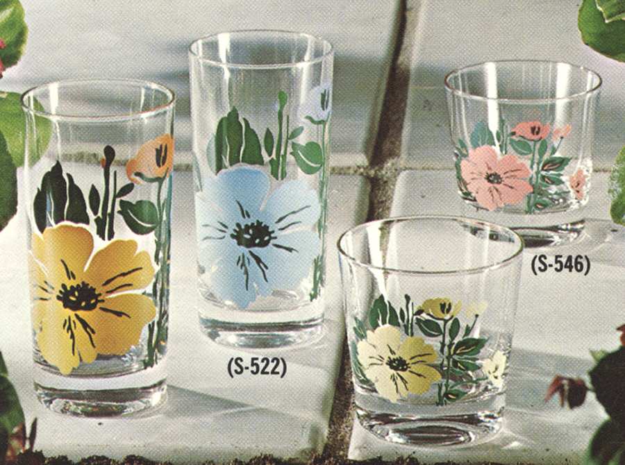 Floating Flower 12 Oz Flat Tumbler by Federal Glass -1