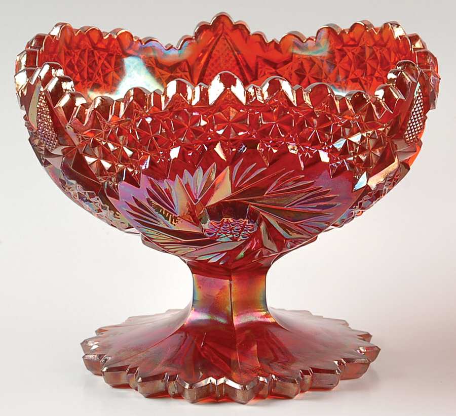 Orange Carnival Round Compote (Height X Width) by Fenton-1