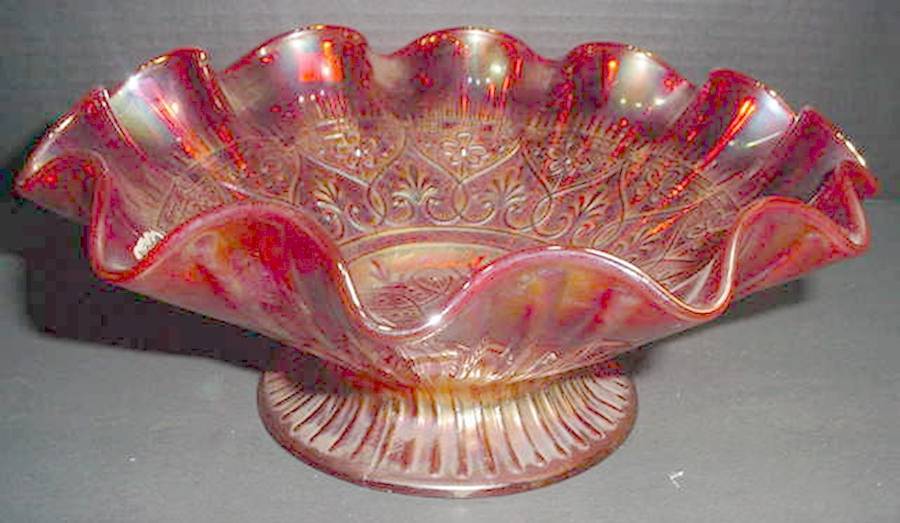 Orange Carnival #8229 Hearts & Flowers Cupped Bowl by Fenton-1