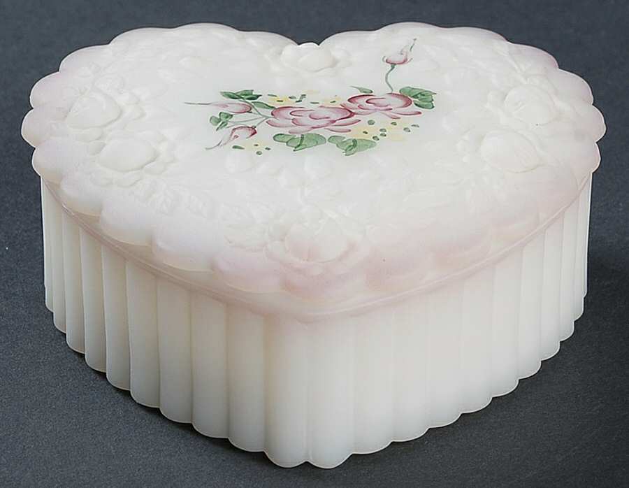 Rose Garden Small Heart Box & Lid by Fenton-1